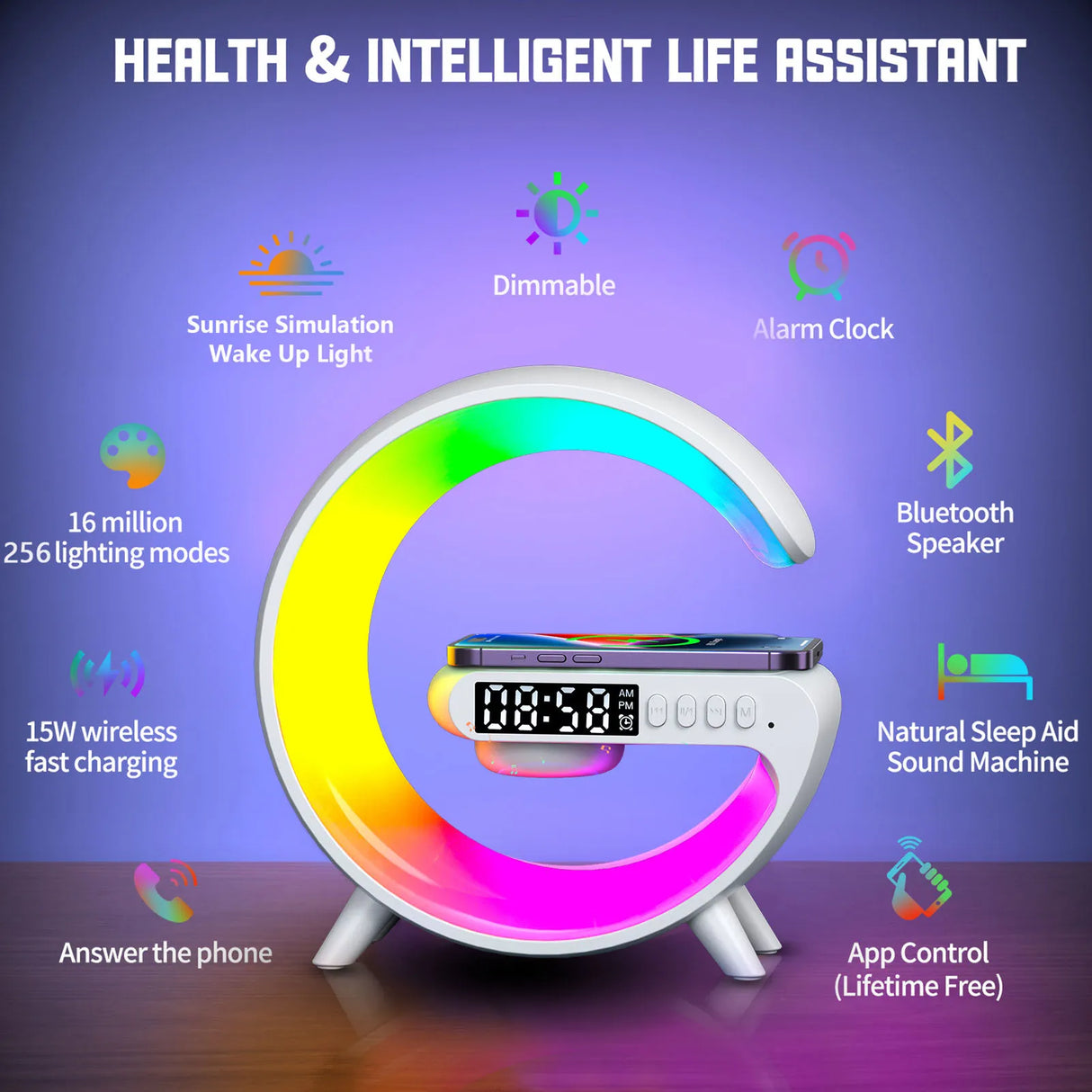 G-Shaped Lamp with Speaker & Charger 4 in 1