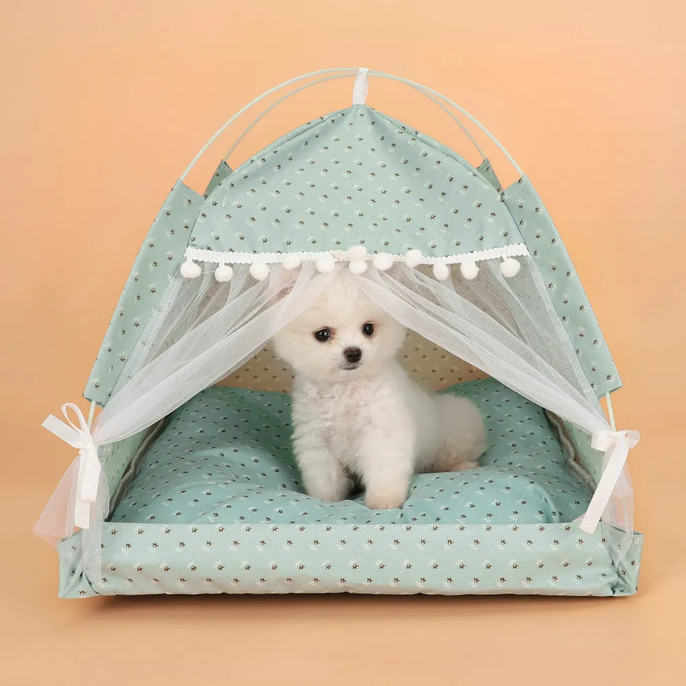 Floral Print Pet Tent Bed