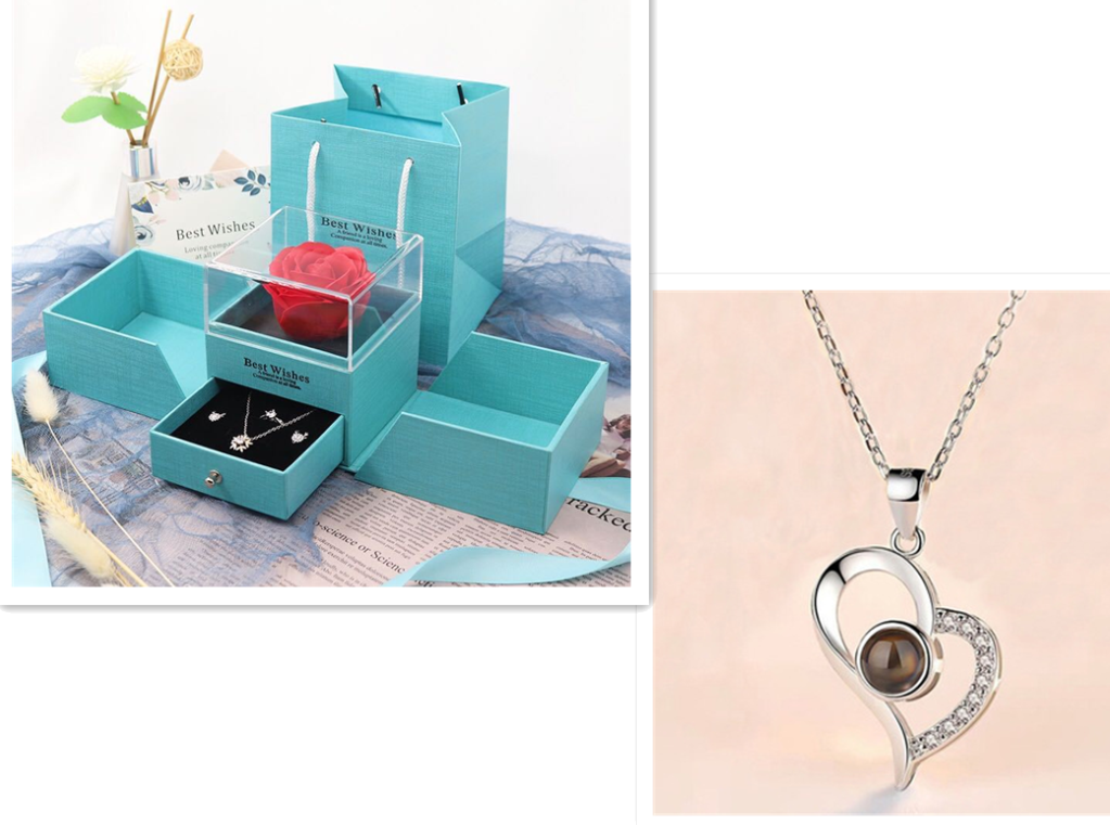 Metal Rose Jewelry Box Set