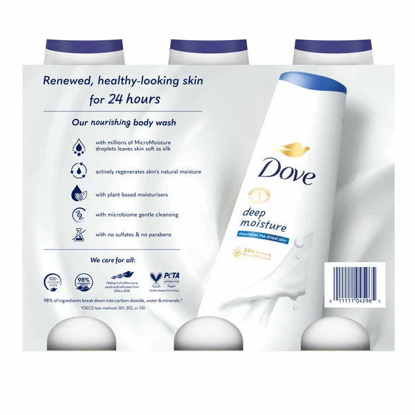 Dove Deep Moisture Body Wash, 23 oz, 3-pack