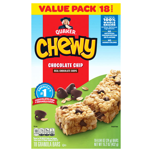 Quaker Chewy Granola Bars, Chocolate Chip - Pack