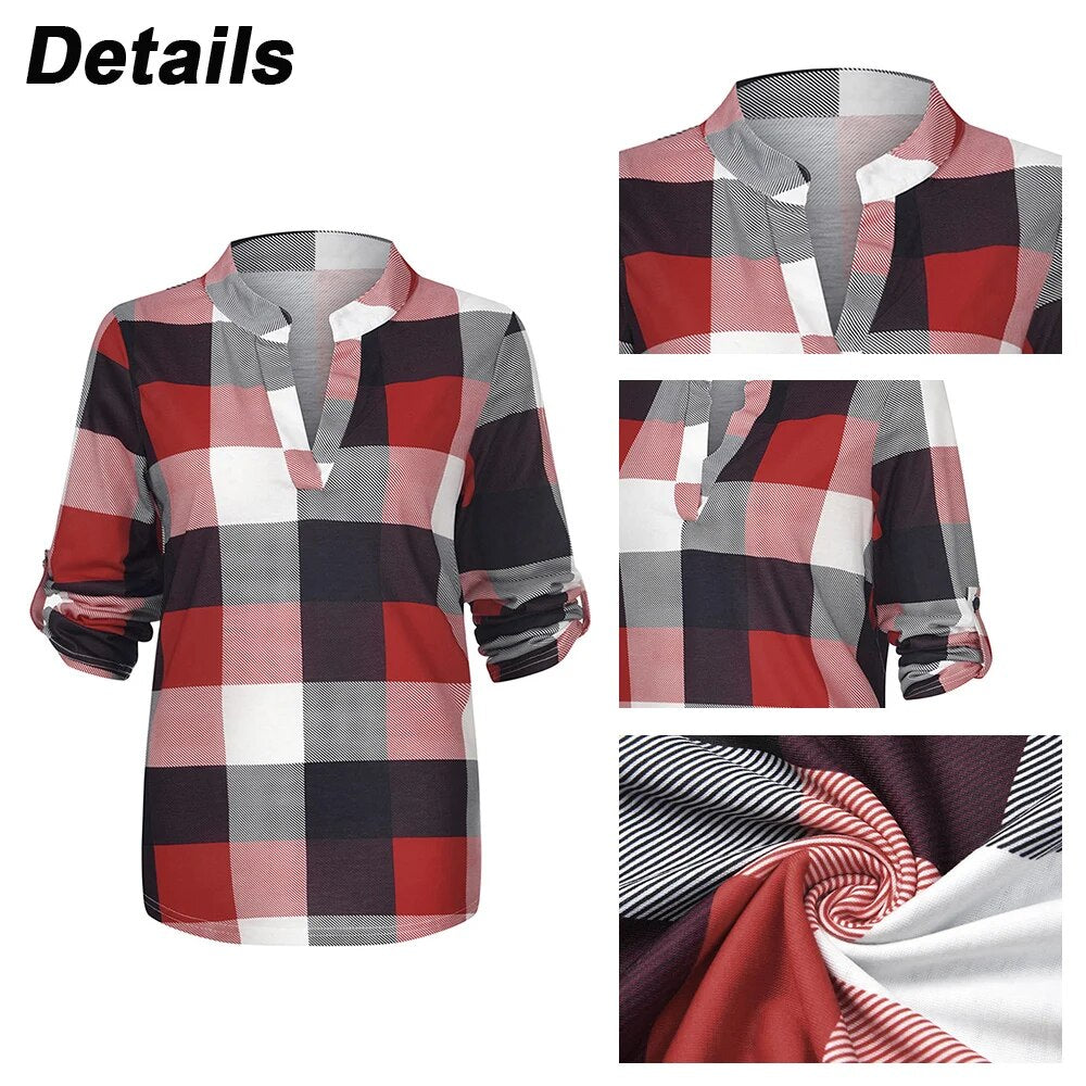 Autumn Plaid Check Oversize Blouse