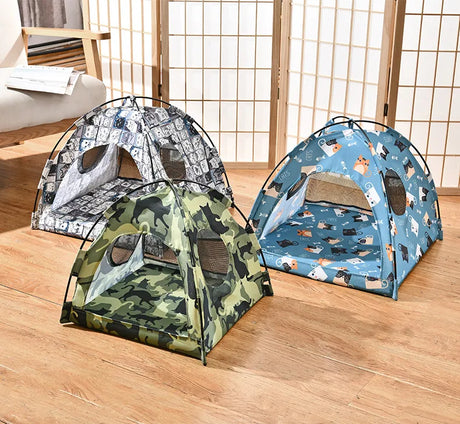 Floral Print Pet Tent Bed