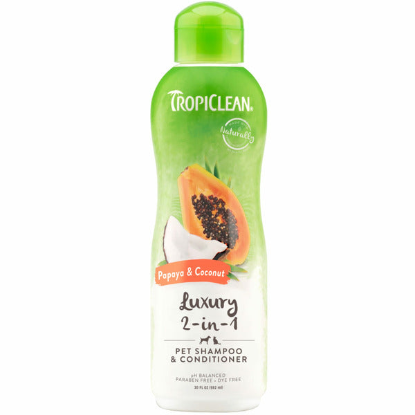 TropiClean Papaya & Coconut Luxury 2-in-1 Shampoo and Conditioner for Pets