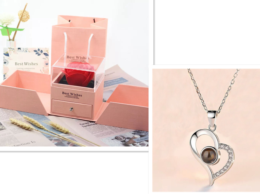 Metal Rose Jewelry Box Set