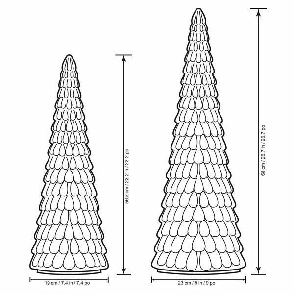 LED Glass Holiday Trees, Set of 2